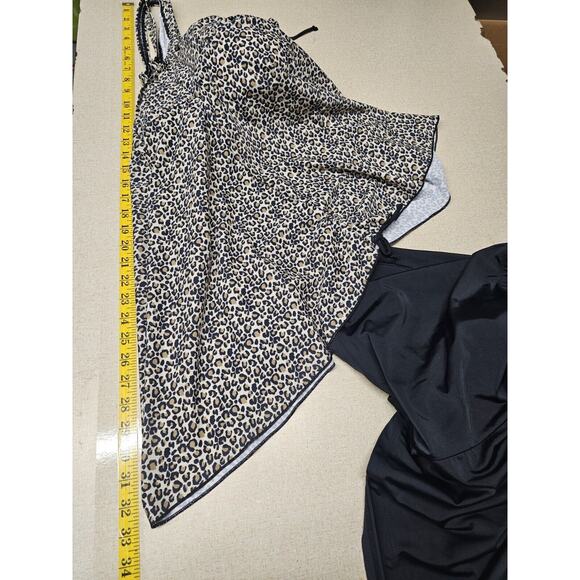 Womens Plus Size Swimsuit Sz 24 Two Piece Bathing Suit Shorts Cheetah Tankini - Picture 10 of 15